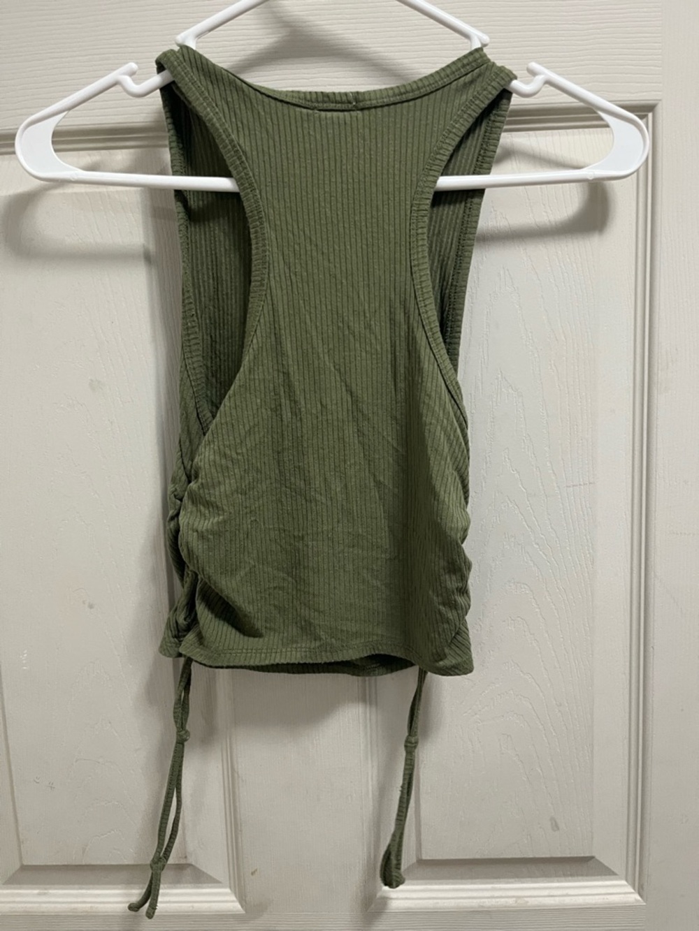 Garage Olive Ribbed Side-Drawstring Tank Top - Picture 2 of 4